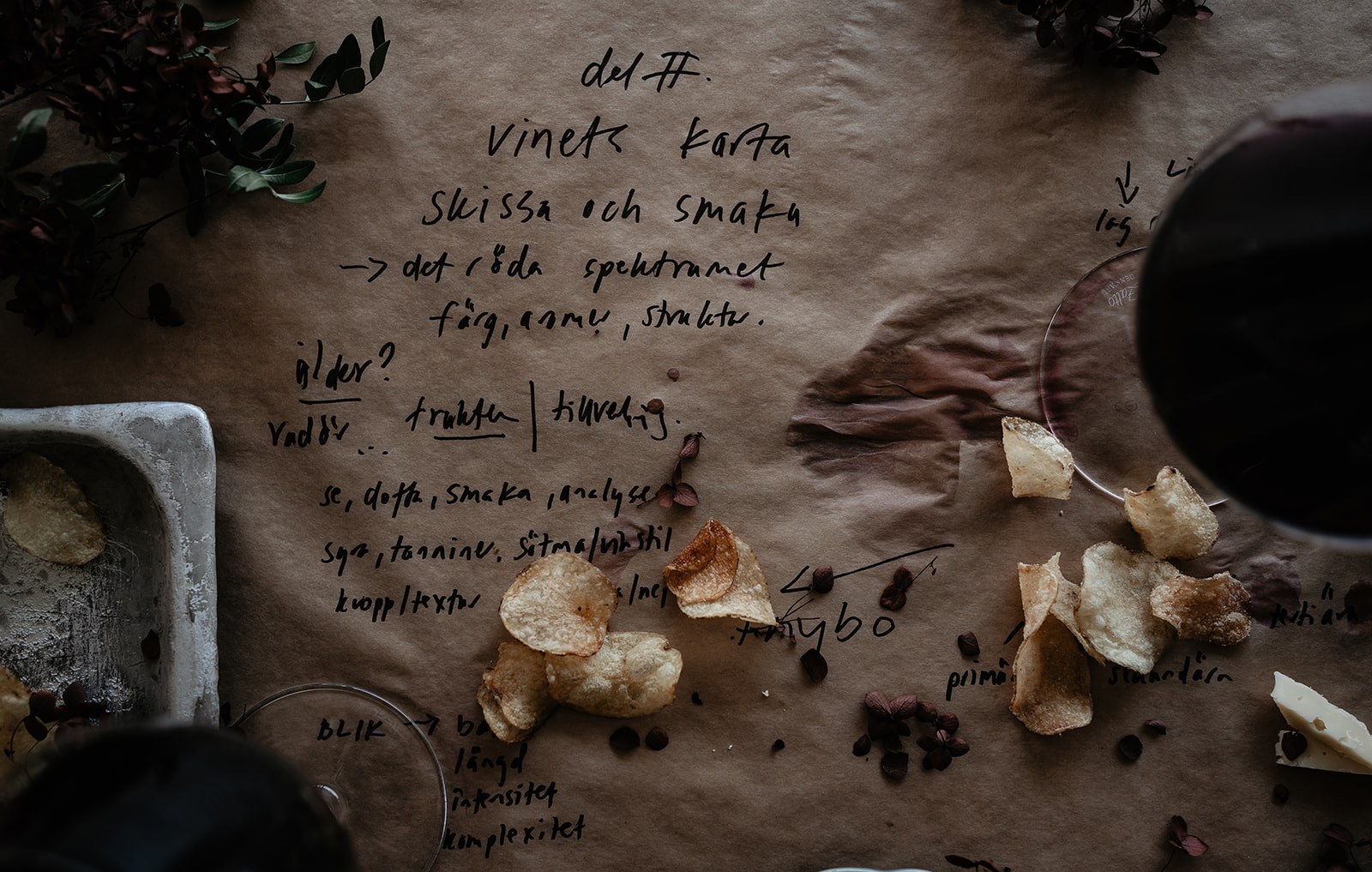 vinets karta skissa och smaka vinprovning med vänner hemma guide inspiration röda viner